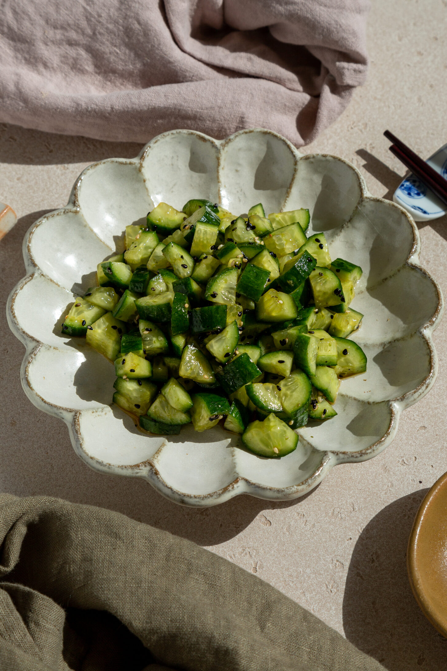 refreshing japanese cucumber salad with soba noodles