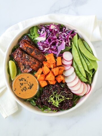 vegan rainbow macro bowl