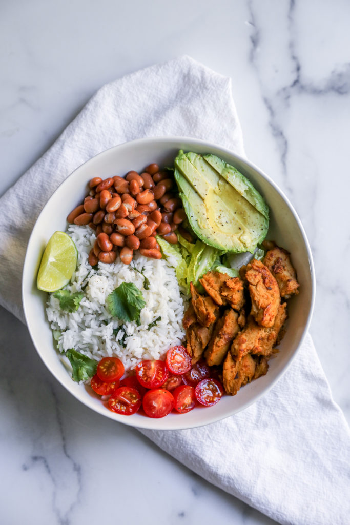cilantro lime chick'n and rice bowl