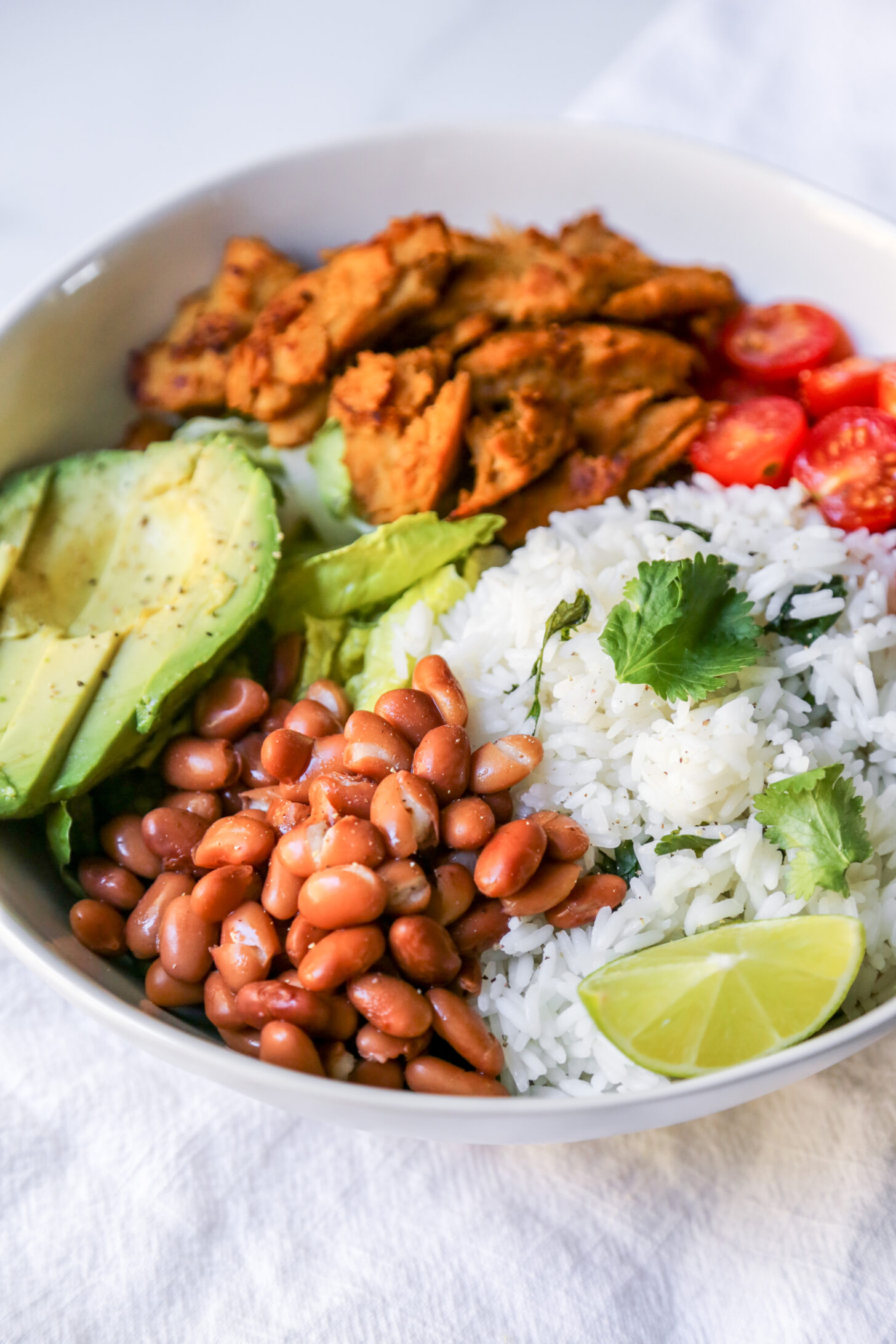 cilantro lime chick'n and rice bowl