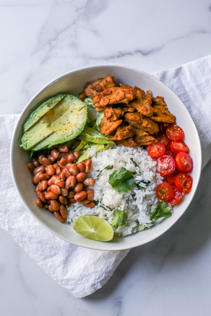 cilantro lime chick'n and rice bowl