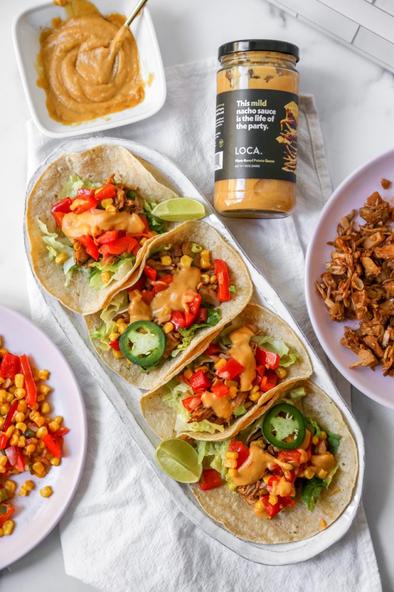 Cheesy Vegan Jackfruit Tacos - Low FODMAP & Healthy - The Plant Collective
