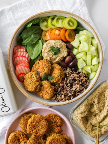 vegan low fodmap baba ganoush mediterranean bowl