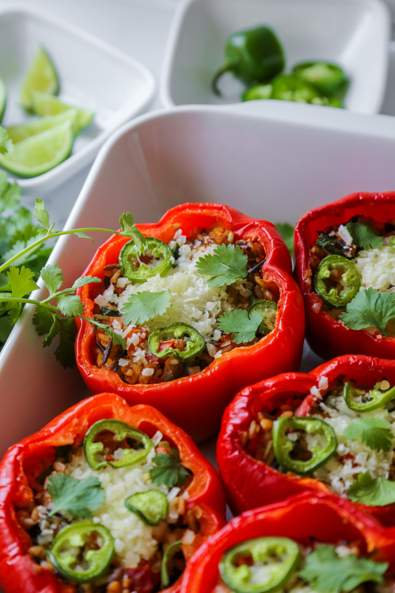 Stuffed Red Bell Peppers - Vegan & Low FODMAP - The Plant Collective