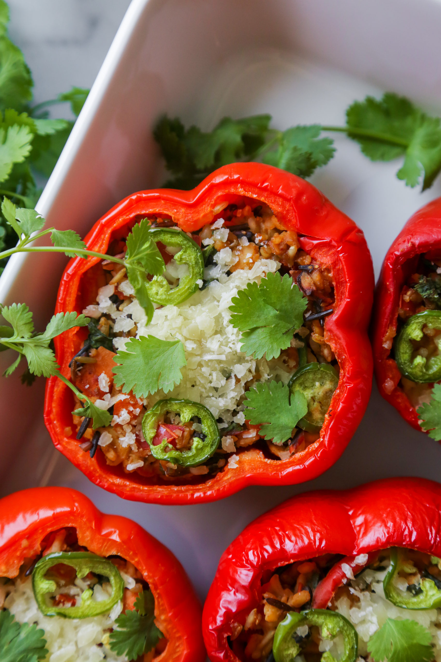 Stuffed Red Bell Peppers - Vegan & Low FODMAP - The Plant Collective