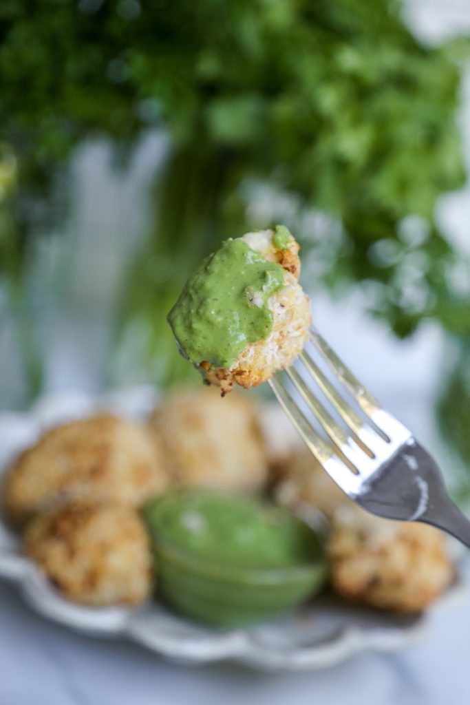 coconut cauliflower wings with green goddess dressing
