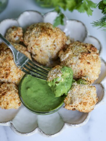 coconut cauliflower wings with green goddess dressing