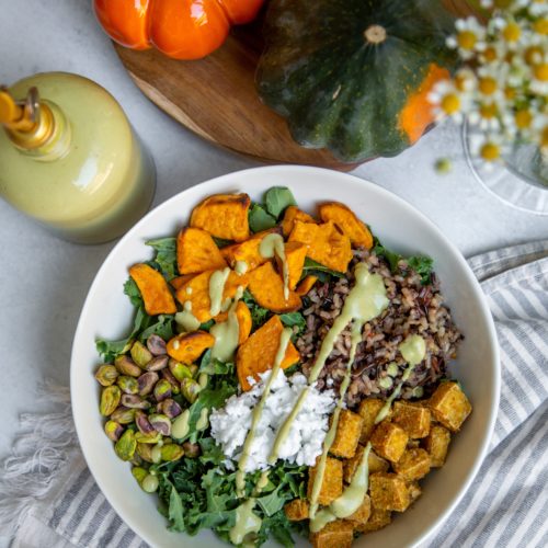 Sweetgreen Inspired Harvest Bowl & Spicy Cashew Cilantro Dressing