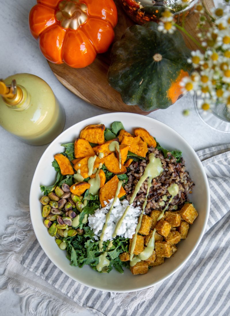 Sweetgreen Inspired Harvest Bowl & Spicy Cashew Cilantro Dressing – Vegan and Healthy