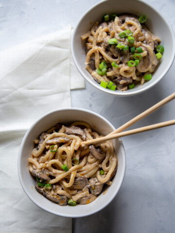 creamy mushroom udon noodles