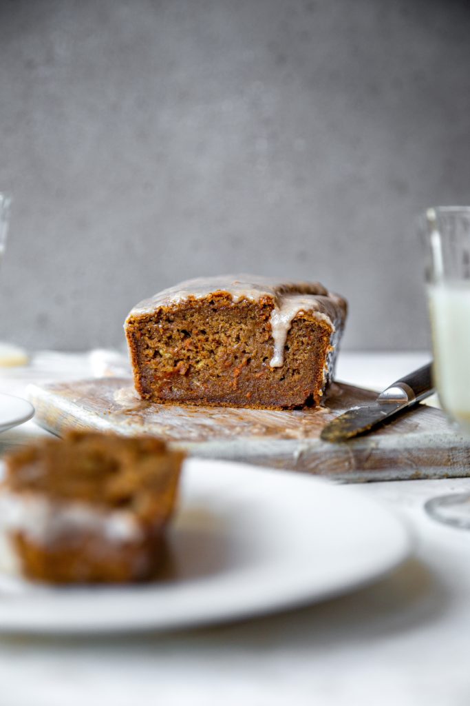 banana carrot bread with brown butter frosting