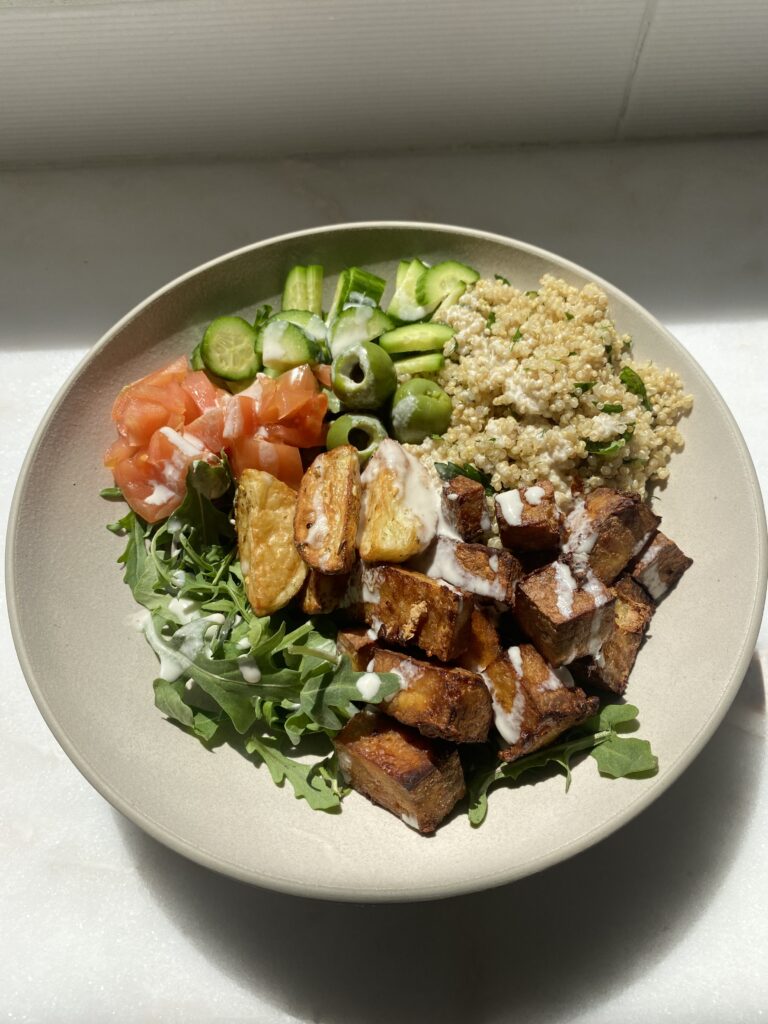 healthy vegan mediterranean bowl
