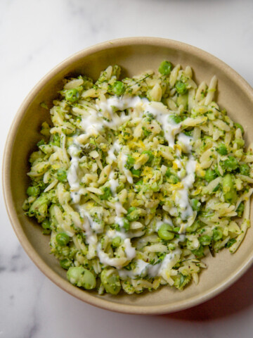 vegan spring pea orzo