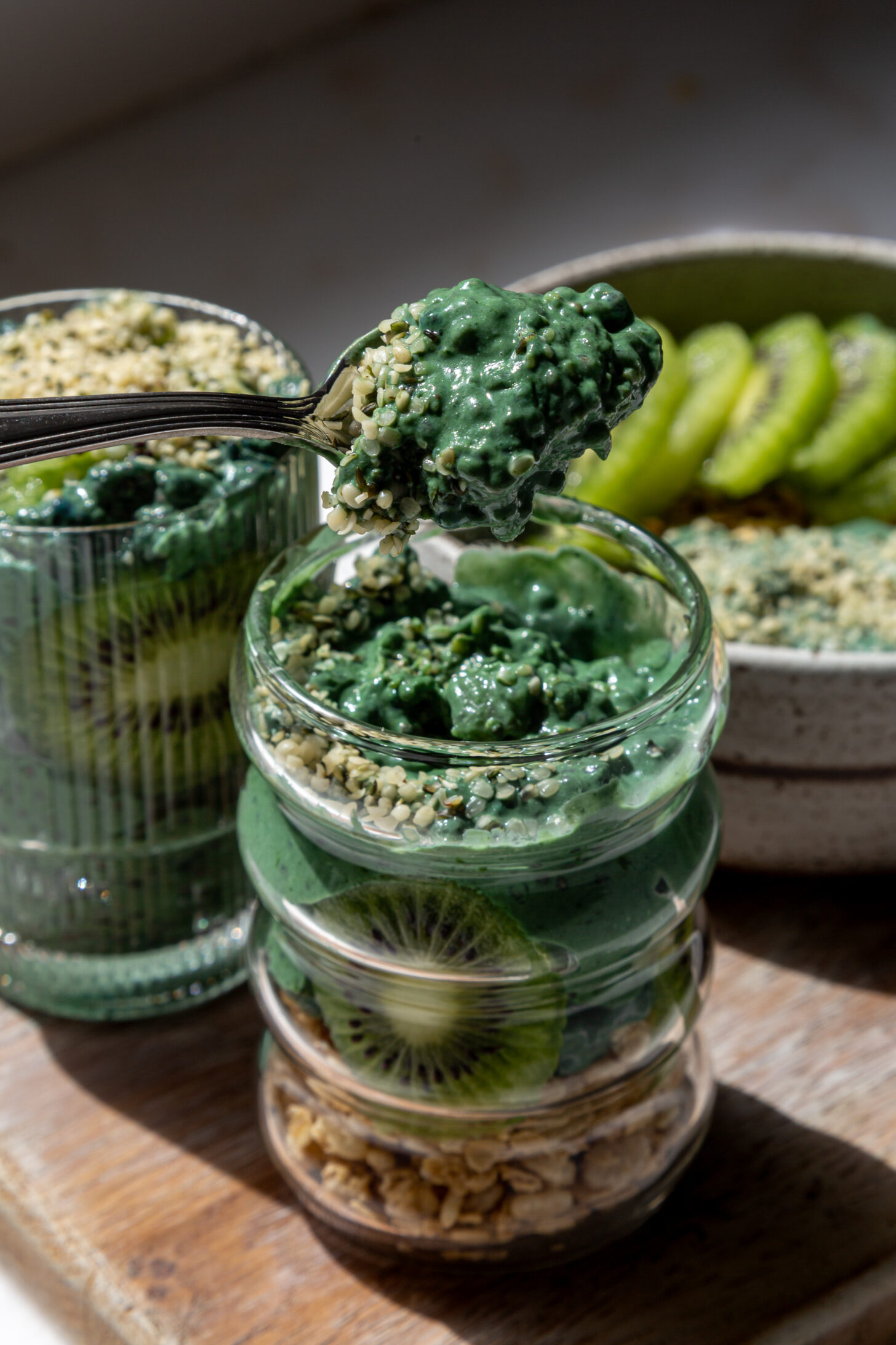 matcha spirulina chia pudding