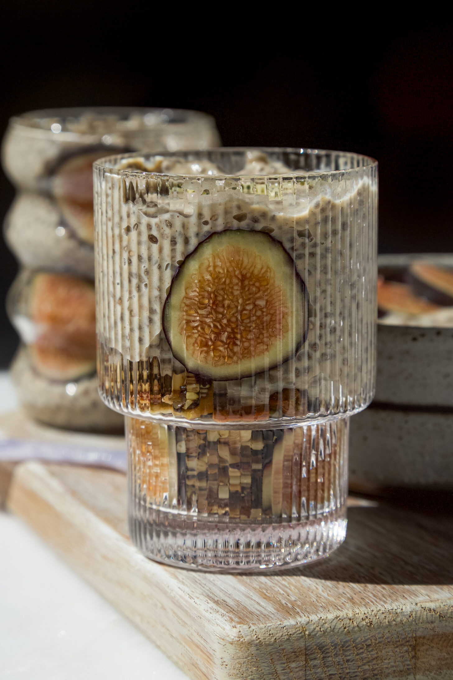 high protein vanilla fig chia pudding