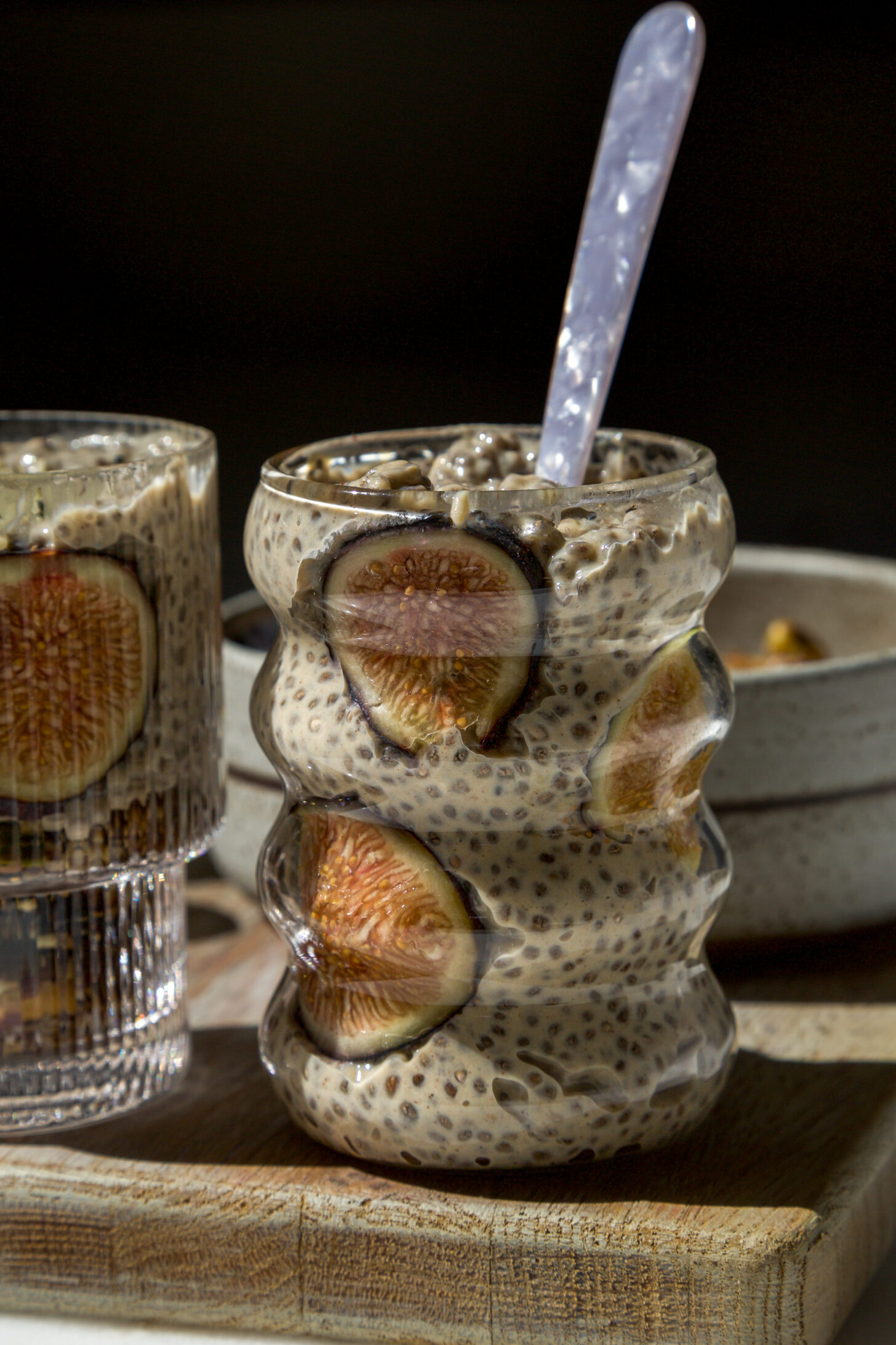 high protein vanilla fig chia pudding