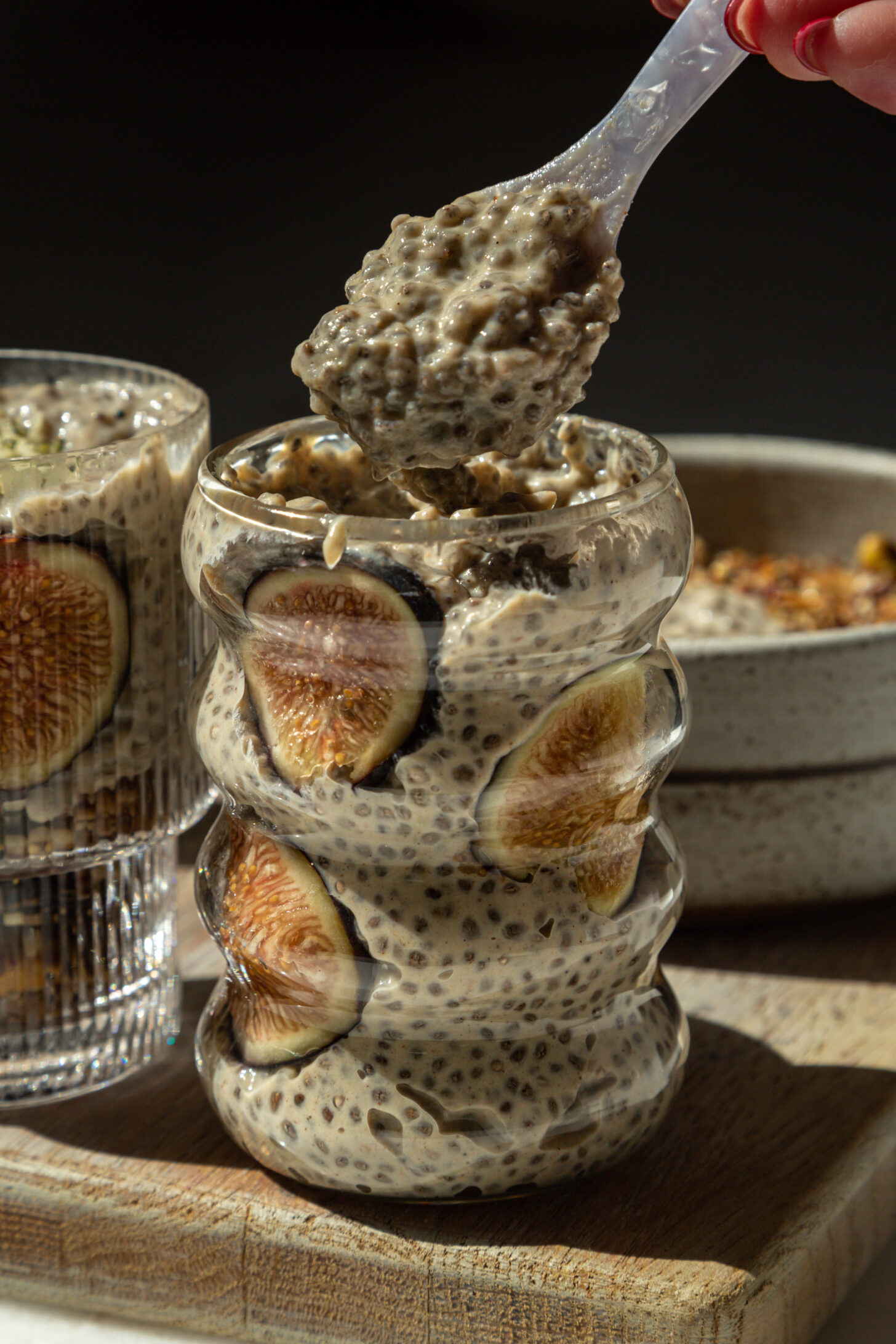 high protein vanilla fig chia pudding