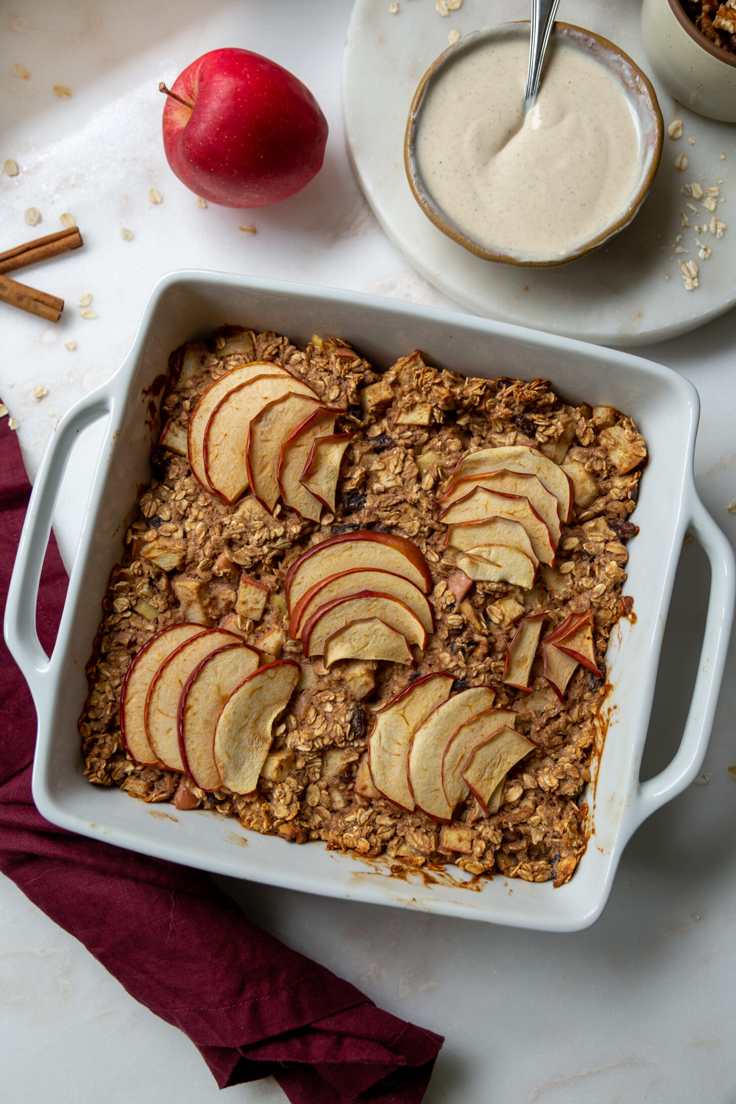 Vegan Apple Cinnamon Baked Oatmeal Crisp Fall Flavors