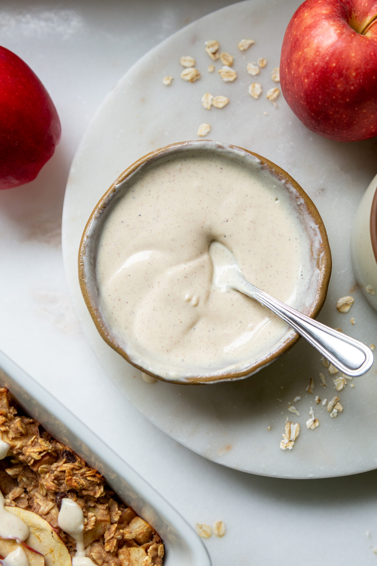 Apple Cinnamon Baked Oatmeal with Vegan Yogurt Glaze