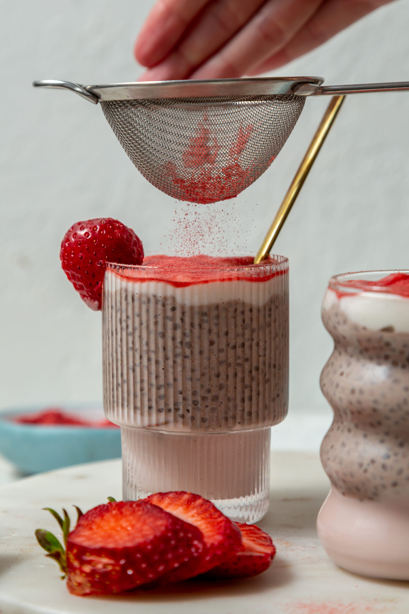 sifted strawberry powder