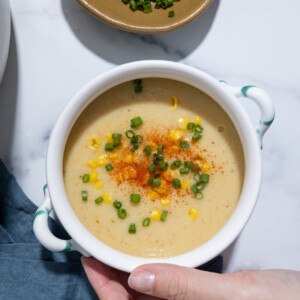 healthy corn chowder with paprika and chives