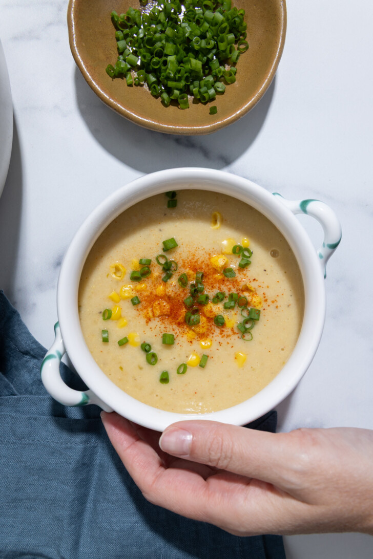 healthy corn chowder with paprika and chives