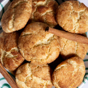 Cinnamon sugar–coated vegan snickerdoodles baked until golden
